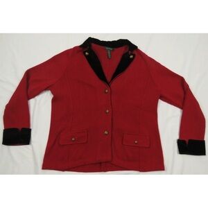 Lauren Ralph Lauren LRL Velour Collar Red 3 Gold Button Blazer Coat Jacket 2X